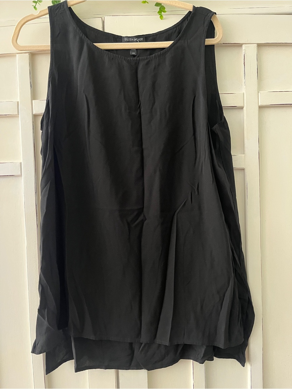 Eileen Fisher Silk Georgette Crepe Boatneck top Tank L NWOT